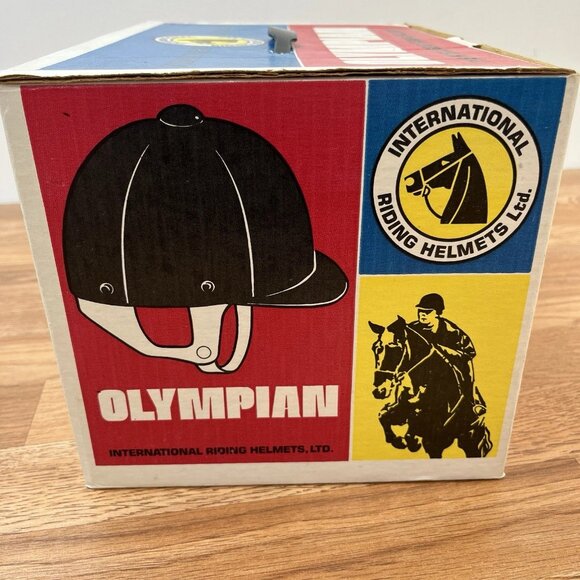 Vintage Olympian Equestrian Riding Helmet Black Velvet Women's Size 7 1/8 in Box - Picture 2 of 13